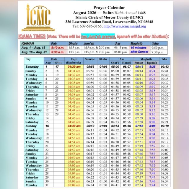 Prayer Calendar
